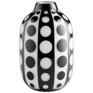 Cyan Design - Petroglyph Vase in Black and White - Medium - 11088