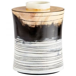 Cyan Design - Snow Flake Vase in Black & White & Walnut - Medium - 09868