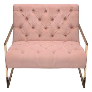 Diamond Sofa - Luxe Accent Chair in Blush Pink Tufted Velvet Fabric with Polished Gold Stainless Steel Frame - LUXECHPN