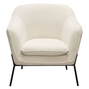 Diamond Sofa - Status Accent Chair in Cream Fabric with Black Powder Coated Metal Leg - STATUSCHCR