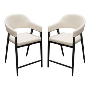 Diamond Sofa - Adele Counter Height Chairs in Cream Fabric w/ Black Powder Coated Metal Frame (Set of 2) - ADELESTCM2PK