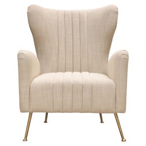 Diamond Sofa - Ava Chair in Sand Linen Fabric w/ Gold Leg - AVACHSD