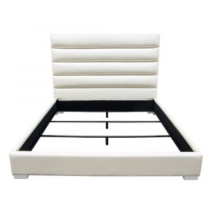 Diamond Sofa - Bardot Channel Tufted Eastern King Bed in White Leatherette - BARDOTEKBEDWH