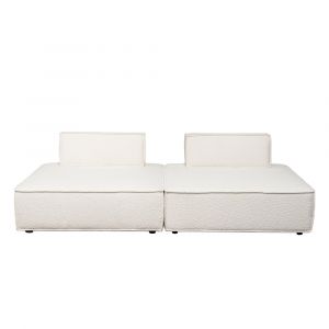 Diamond Sofa - Cara 2-Piece Square Modular Lounger in Ivory Boucle Fabric w/ Moveable, Non-Skid Backrest - CARALGIV2PC