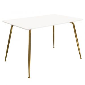 Diamond Sofa - Chance White Lacquer Top Rectangular Dining Table w/ Brushed Gold Metal Legs - CHANCEDTWHGD