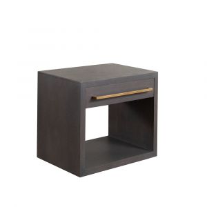 Diamond Sofa - Encore Solid Mango Wood 1-Drawer End Table in Grey Oak Finish w/ Gold Metal Handle - ENCOREETGO