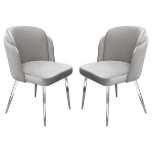 Diamond Sofa - Grace Dining Chairs in Grey Velvet w/ Chrome Legs (Set of 2) - GRACEDCGR2PK