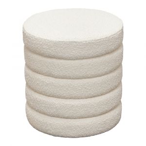 Diamond Sofa - Helix Round Accent Ottoman in Ivory Boucle fabric - HELIXOTIV