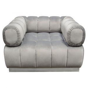 Diamond Sofa - Image Low Profile Chair in Platinum Grey Velvet w/ Brushed Silver Base - IMAGECHGR