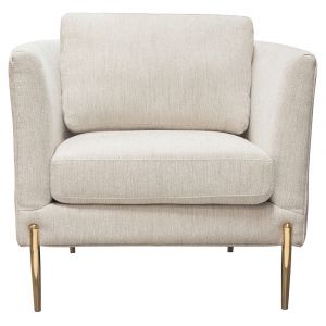 Diamond Sofa - Lane Chair in Light Cream Fabric with Gold Metal Legs - LANECHCM