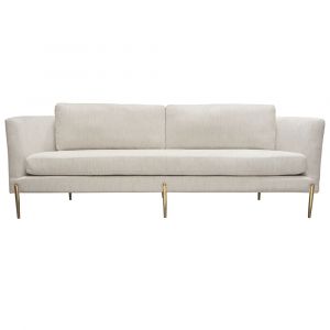 Diamond Sofa - Lane Sofa in Light Cream Fabric with Gold Metal Legs - LANESOCM