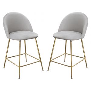 Diamond Sofa - Lilly Counter Height Chairs in Grey Velvet w/ Brushed Gold Metal Legs (Set of 2) - LILLYSTGR2PK