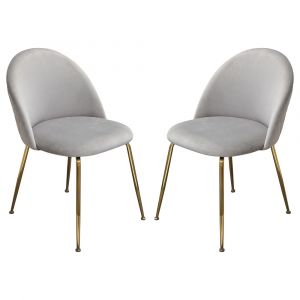 Diamond Sofa - Lilly Dining Chairs in Grey Velvet w/ Brushed Gold Metal Legs (Set of 2) - LILLYDCGR2PK