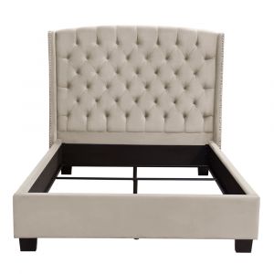 Diamond Sofa - Majestic Queen Tufted Bed in Tan Velvet with Nail Head Wing Accents - MAJESTICQUBEDTN - CLOSEOUT