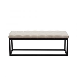 Diamond Sofa - Mateo Black Powder Coat Metal Small Linen Tufted Bench - Desert Sand Linen - MATEOBESSD