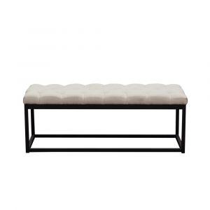 Diamond Sofa - Mateo Black Powder Coat Metal Small Linen Tufted Bench - Desert Sand Linen - MATEOBESSD