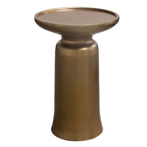 Diamond Sofa - Mesa Round Pedestal Accent Table w/ Casted Aluminum Base in Gold Finish - MESAATGD