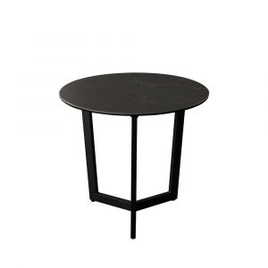 Diamond Sofa - Onyx Round End Table w/ Black Ceramic Glass Top & Black Metal Leg - ONYXETBL