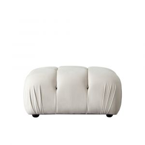 Diamond Sofa - Paloma Rectangle Ottoman in Light Cream Velvet - PALOMAOTCM