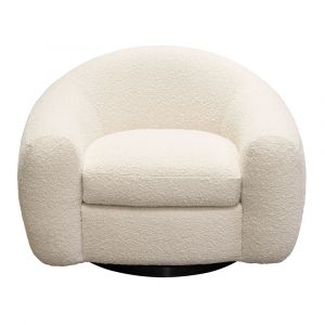 Diamond Sofa - Pascal Swivel Chair in Bone Boucle Textured Fabric w/ Contoured Arms & Back - PASCALCHBO