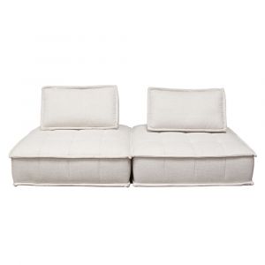 Diamond Sofa - Platform 2-Piece Square Modular Lounger in Light Sand Fabric w/ Bolstered, Non-Skid Backrest - PLATFORMLGSD2PC