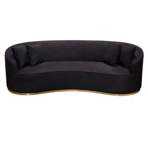 Diamond Sofa - Raven Sofa in Black Suede Velvet w/ Brushed Gold Accent Trim - RAVENSOBL