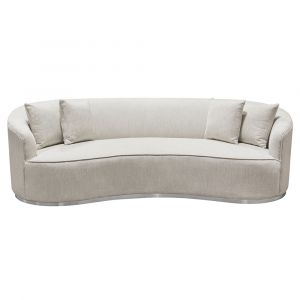 Diamond Sofa - Raven Sofa in Light Cream Fabric w/ Brushed Silver Accent Trim - RAVENSOCM