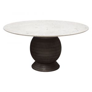 Diamond Sofa - Ashe Round Dining Table w/ Genuine White Marble Top and Solid Acacia Wood Base in Espresso Finish - ASHEDTMA