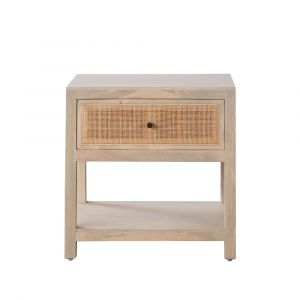 Diamond Sofa - Sadler 1-Drawer Solid Mango Wood Accent Table in Natural Finish w/ Cane Door Fronts  - SADLERETNA