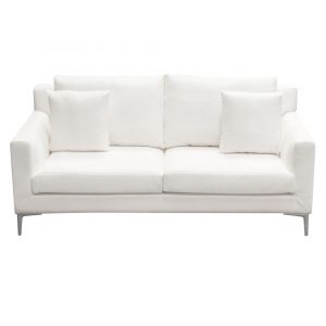 Diamond Sofa - Seattle Loose Back Loveseat in White Linen w/ Polished Silver Metal Leg - SEATTLELOWH