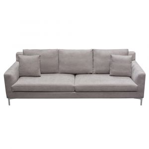 Diamond Sofa - Seattle Loose Back Sofa in Grey Polyester Fabric w/ Polished Silver Metal Leg - SEATTLESOGR