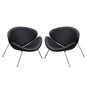 Diamond Sofa - Set of (2) Roxy Black Accent Chair with Chrome Frame - ROXYCHBL2PK - CLOSEOUT