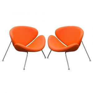 Diamond Sofa - Set of (2) Roxy Orange Accent Chair with Chrome Frame - ROXYCHOR2PK