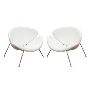 Diamond Sofa - Set of (2) Roxy White Accent Chair with Chrome Frame - ROXYCHWH2PK