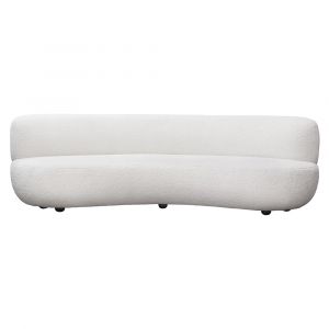 Diamond Sofa - Simone Curved Sofa in White Faux Sheepskin Fabric - SIMONESOWH