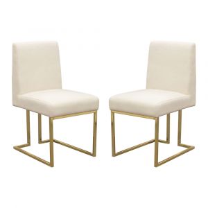 Diamond Sofa -  Skyline Dining Chairs in Cream Fabric w/ Polished Gold Metal Frame (Set of 2) - SKYLINEDCCM2PK