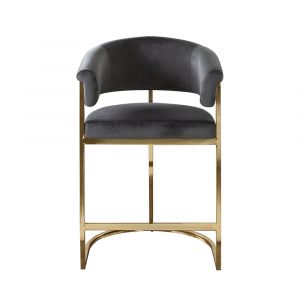 Diamond Sofa - Solstice Counter Height Chair in Grey Velvet w/ Polished Gold Metal Frame - SOLSTICESTGR1PK