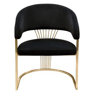 Diamond Sofa - Solstice Dining Chair in Black Velvet w/ Polished Gold Metal Frame - SOLSTICEDCBL1PK