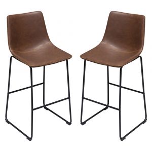 Diamond Sofa - Theo Bar Height Chairs in Chocolate Leatherette w/ Black Metal Base (Set of 2) - THEOBCCH2PK