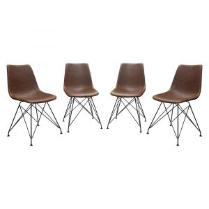 Diamond Sofa - Theo Dining Chairs in Chocolate Leatherette w/ Black Metal Base (Set of 4) - THEODCCH4PK