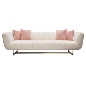 Diamond Sofa - Venus Cream Fabric Sofa w/ Contrasting Pillows & Gold Finished Metal Base - VENUSSOCM