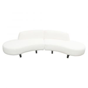 Diamond Sofa - Vesper 2PC Modular Curved Armless Chaise in Faux White Shearling w/ Black Wood Leg Base - VESPER2PCLCRCWH