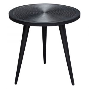 Diamond Sofa - Vortex Round End Table in Solid Mango Wood Top in Black Finish & Iron Legs - VORTEXETBL