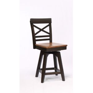 ECI Furniture - Choices X Back with Acacia Finished Seat - Black Oak - Barstool Height - (Set of 2) - 0737-50-BS1