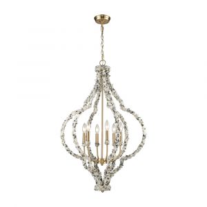 ELK Lighting - Agate Stones 6 Light Chandelier In Satin Brass With Agate Stone Wrapped Frame - 65359/6