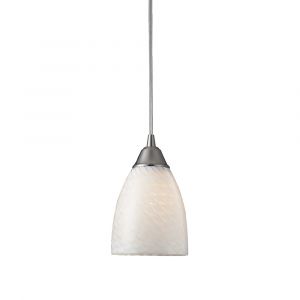 ELK Lighting - Arco Baleno 1 Light LED Pendant In Satin Nickel And White Swirl Glass - 416-1WS-LED