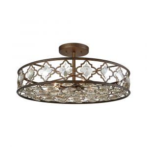 ELK Lighting - Armand 8 Light Semi Flush In Weathered Bronze With Champagne Plated Crystal - 31093/8
