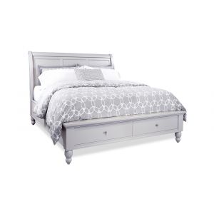 Emery Park - Cambridge Cal King Sleigh Storage Bed in Light Gray Paint Finish