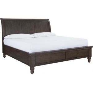 Emery Park - Cambridge Cal King Storage Sleigh Bed in Cracked Pepper Finish