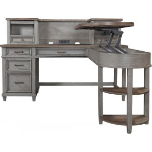 Emery Park - Caraway Pedestal Desk And Return in Aged Slate Finish